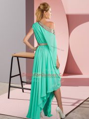 Suitable Chiffon Sleeveless Asymmetrical Homecoming Dress and Sequins