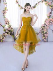 Brown Sweetheart Neckline Lace Quinceanera Court of Honor Dress Sleeveless Lace Up