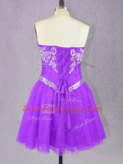 Beading Party Dress for Toddlers Lilac Lace Up Sleeveless Mini Length