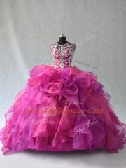 Nice Multi-color Sleeveless Beading and Ruffles Floor Length Quinceanera Dress