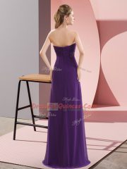 Floor Length Empire Sleeveless Dark Purple Prom Gown Zipper