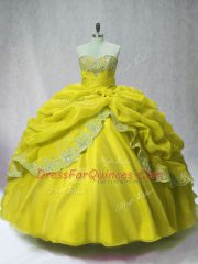 Olive Green Ball Gowns Organza Sweetheart Sleeveless Beading and Appliques and Pick Ups Floor Length Lace Up Quince Ball Gowns
