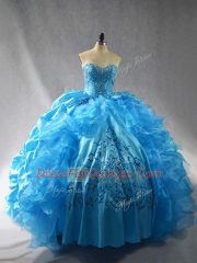 Attractive Floor Length Ball Gowns Sleeveless Baby Blue Sweet 16 Quinceanera Dress Lace Up