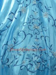 Attractive Floor Length Ball Gowns Sleeveless Baby Blue Sweet 16 Quinceanera Dress Lace Up