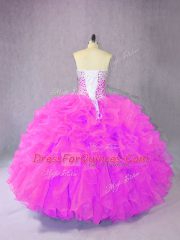 Stunning Sleeveless Lace Up Floor Length Ruffles Ball Gown Prom Dress