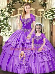 Floor Length Ball Gowns Sleeveless Lavender 15 Quinceanera Dress Lace Up