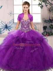 High Class Floor Length Ball Gowns Sleeveless Purple Sweet 16 Quinceanera Dress Lace Up