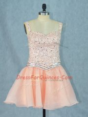 Best Selling Organza Sleeveless Mini Length Homecoming Dress and Beading