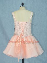 Best Selling Organza Sleeveless Mini Length Homecoming Dress and Beading