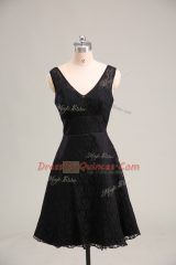 Black A-line Lace Party Dress for Girls Zipper Lace Sleeveless Mini Length
