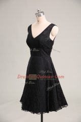 Black A-line Lace Party Dress for Girls Zipper Lace Sleeveless Mini Length