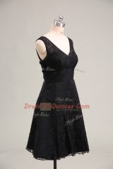 Black A-line Lace Party Dress for Girls Zipper Lace Sleeveless Mini Length