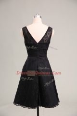 Black A-line Lace Party Dress for Girls Zipper Lace Sleeveless Mini Length