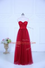 Fancy Sweetheart Sleeveless Zipper Damas Dress Wine Red Tulle