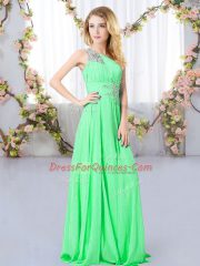 Green One Shoulder Neckline Beading Vestidos de Damas Sleeveless Zipper