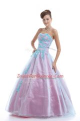 Best Sweetheart Sleeveless Lace Up Sweet 16 Dress Light Blue Organza
