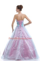 Best Sweetheart Sleeveless Lace Up Sweet 16 Dress Light Blue Organza
