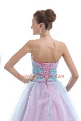 Best Sweetheart Sleeveless Lace Up Sweet 16 Dress Light Blue Organza