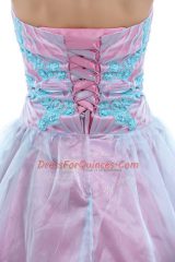 Best Sweetheart Sleeveless Lace Up Sweet 16 Dress Light Blue Organza