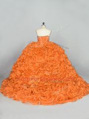 New Arrival Ball Gowns Sleeveless Orange Quince Ball Gowns Lace Up