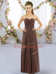 Sweetheart Sleeveless Lace Up Quinceanera Court of Honor Dress Brown Chiffon