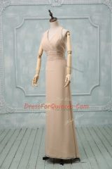 Chiffon Sleeveless Floor Length Evening Dress and Ruching