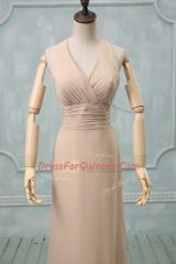 Chiffon Sleeveless Floor Length Evening Dress and Ruching