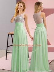Colorful Apple Green Vestidos de Damas Wedding Party with Beading Scoop Sleeveless Side Zipper
