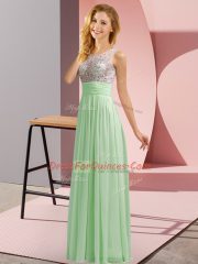 Colorful Apple Green Vestidos de Damas Wedding Party with Beading Scoop Sleeveless Side Zipper