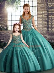 Sleeveless Lace Up Floor Length Beading and Appliques Quinceanera Dress
