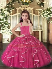 Tulle Sleeveless Floor Length Pageant Dress for Womens and Ruffles