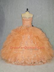 Fashion Lace Up Sweet 16 Dresses Orange for Sweet 16 and Quinceanera with Beading and Ruffles