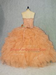 Fashion Lace Up Sweet 16 Dresses Orange for Sweet 16 and Quinceanera with Beading and Ruffles