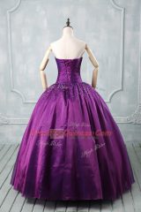 Discount Strapless Sleeveless Lace Up Quinceanera Gown Purple Organza
