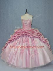 Tulle Sleeveless Sweet 16 Dress Brush Train and Beading and Appliques and Pick Ups