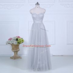 Peach Sleeveless Ruching Floor Length Vestidos de Damas
