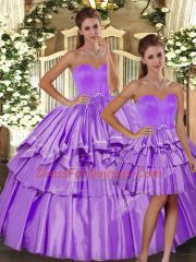 Luxury Ruffled Layers Sweet 16 Quinceanera Dress Lilac Backless Sleeveless Floor Length