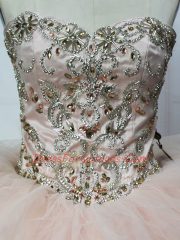 Romantic Champagne Lace Up Quince Ball Gowns Beading and Ruffles Sleeveless