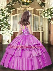 Attractive Floor Length Ball Gowns Sleeveless Olive Green Child Pageant Dress Lace Up