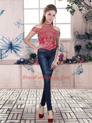 New Arrival Organza Lace Up Vestidos de Quinceanera in Red with Beading and Ruffles