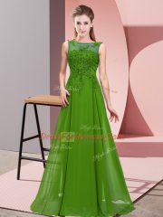 Floor Length Green Damas Dress Scoop Sleeveless Zipper