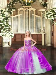 Spectacular Sweetheart Sleeveless Lace Up Quinceanera Gown Lavender Tulle