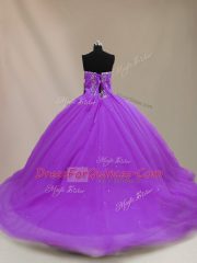 Vintage Tulle Sleeveless Quinceanera Dress Court Train and Beading