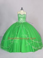 Sweetheart Lace Up Beading Quinceanera Gown Brush Train Sleeveless