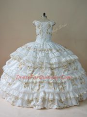 Luxurious Off The Shoulder Sleeveless Taffeta Sweet 16 Quinceanera Dress Beading and Embroidery Lace Up