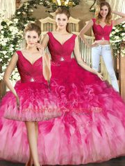 Inexpensive Floor Length Multi-color Quinceanera Gowns V-neck Sleeveless Lace Up