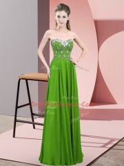 Green Sleeveless Chiffon Zipper Dress for Prom for Prom and Party