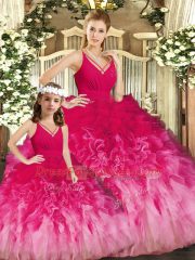 Best Selling Multi-color Backless Quinceanera Gowns Ruffles Sleeveless Floor Length