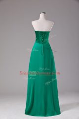 Luxury Sweetheart Sleeveless Prom Evening Gown Floor Length Beading Green Chiffon