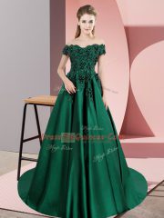 Superior Zipper Vestidos de Quinceanera Green for Sweet 16 and Quinceanera with Lace Court Train
